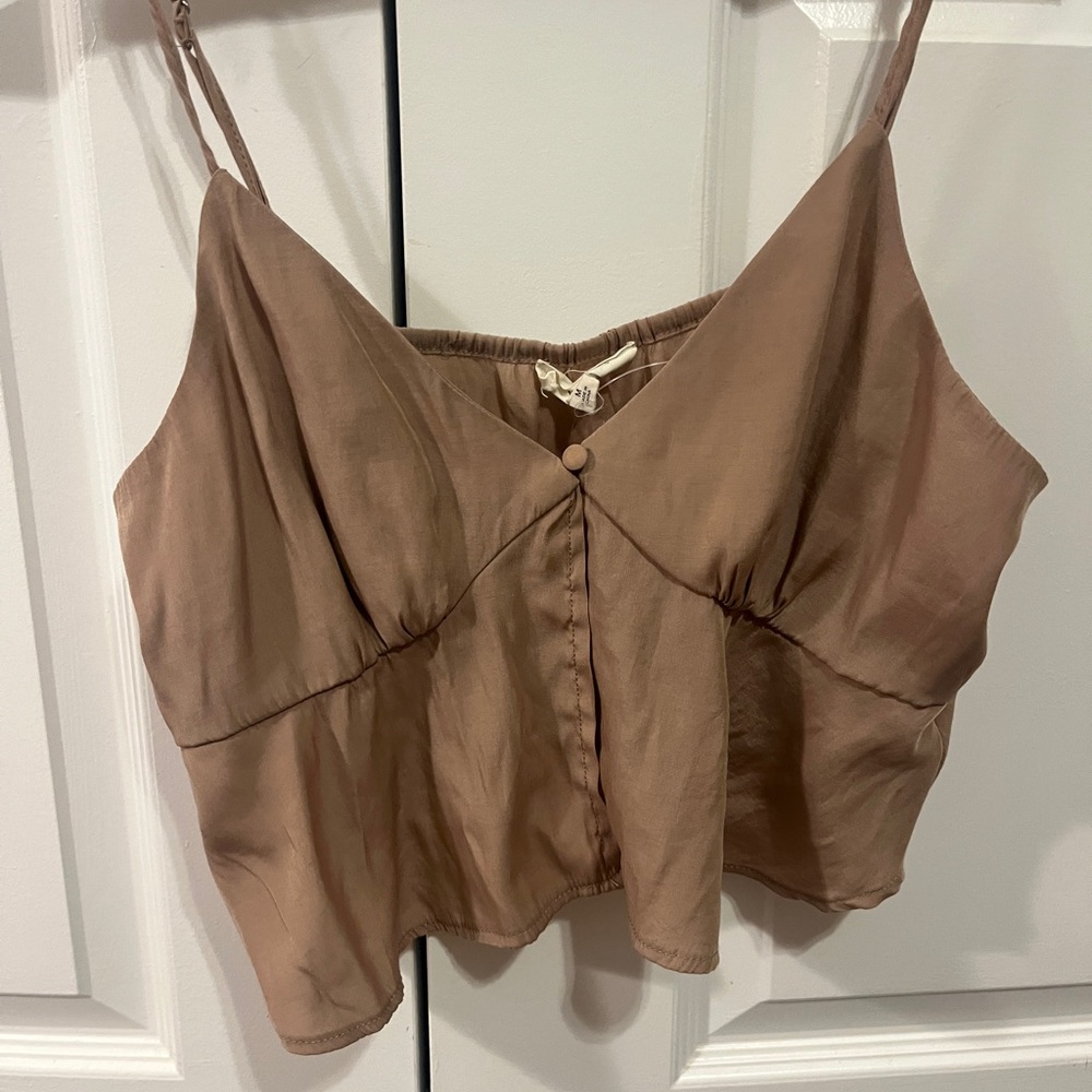 Pacsun Brown Satin Crop Top